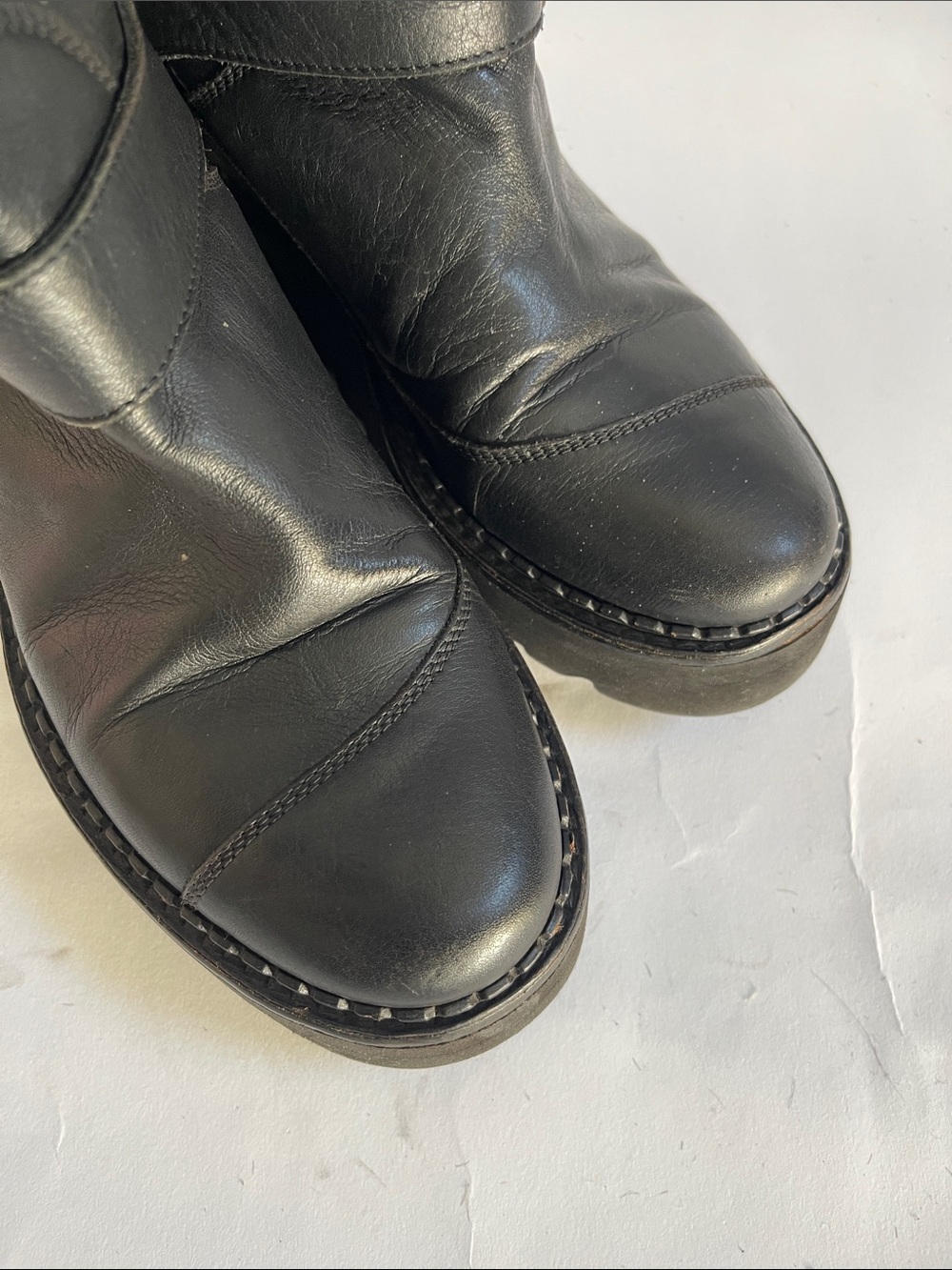 Vivienne Westwood Anglomania Black Leather Double Buckle Biker Boots AW16 US 7 - Picture 12 of 15